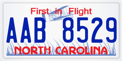 NC license plate AAB8529