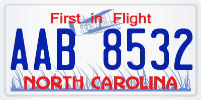 NC license plate AAB8532