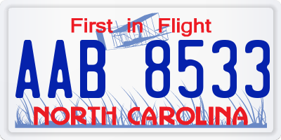 NC license plate AAB8533