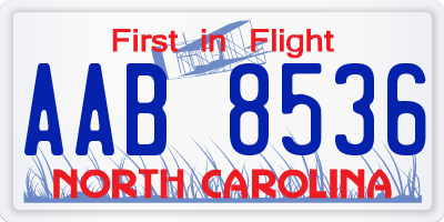 NC license plate AAB8536