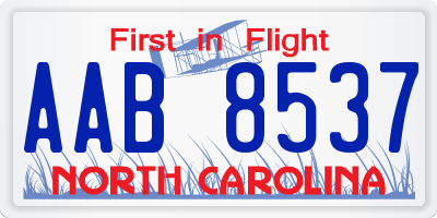 NC license plate AAB8537