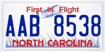 NC license plate AAB8538