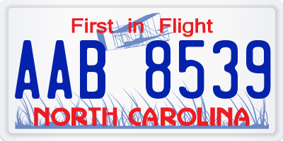 NC license plate AAB8539