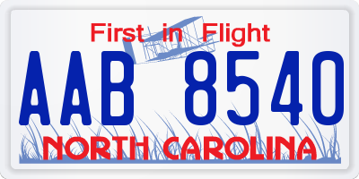 NC license plate AAB8540
