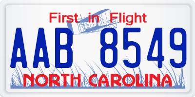 NC license plate AAB8549