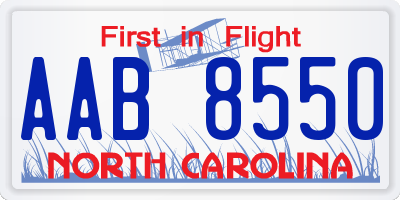 NC license plate AAB8550