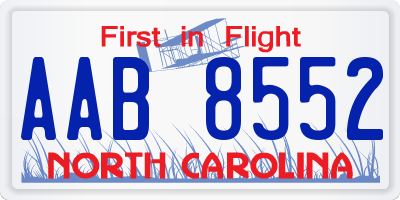 NC license plate AAB8552
