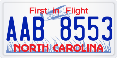 NC license plate AAB8553