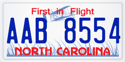 NC license plate AAB8554