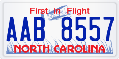 NC license plate AAB8557