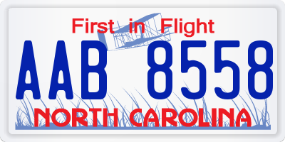 NC license plate AAB8558
