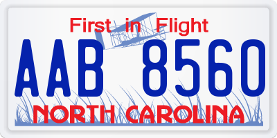 NC license plate AAB8560