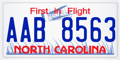 NC license plate AAB8563