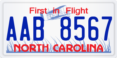 NC license plate AAB8567