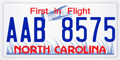 NC license plate AAB8575