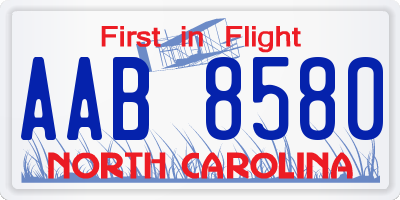 NC license plate AAB8580