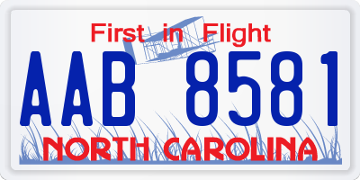 NC license plate AAB8581