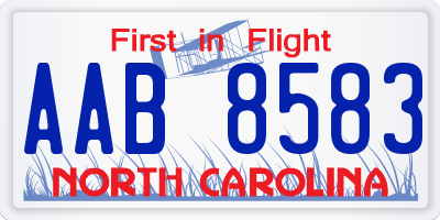 NC license plate AAB8583