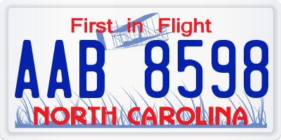 NC license plate AAB8598