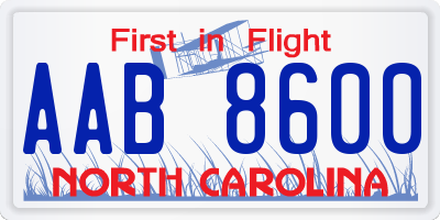 NC license plate AAB8600