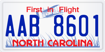 NC license plate AAB8601