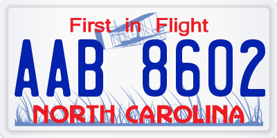 NC license plate AAB8602