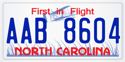 NC license plate AAB8604