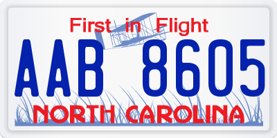 NC license plate AAB8605