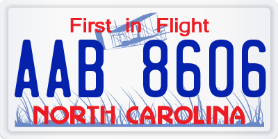 NC license plate AAB8606