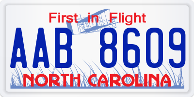 NC license plate AAB8609