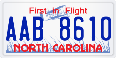 NC license plate AAB8610