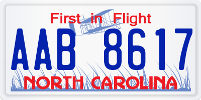 NC license plate AAB8617