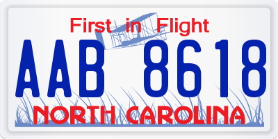 NC license plate AAB8618