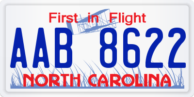 NC license plate AAB8622