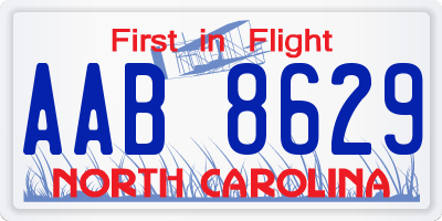 NC license plate AAB8629