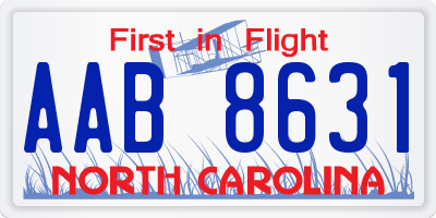 NC license plate AAB8631