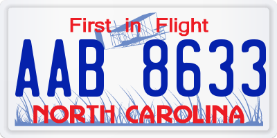 NC license plate AAB8633