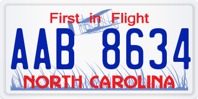 NC license plate AAB8634