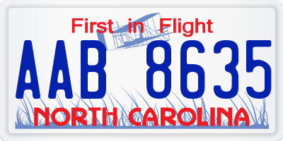 NC license plate AAB8635