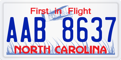 NC license plate AAB8637