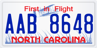 NC license plate AAB8648