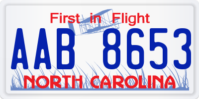 NC license plate AAB8653