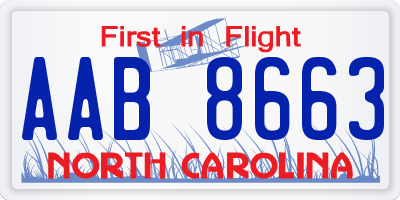 NC license plate AAB8663