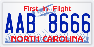 NC license plate AAB8666