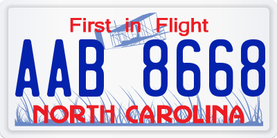 NC license plate AAB8668