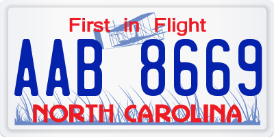 NC license plate AAB8669