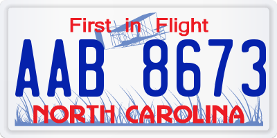 NC license plate AAB8673