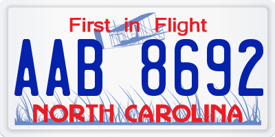 NC license plate AAB8692