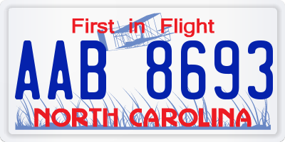 NC license plate AAB8693
