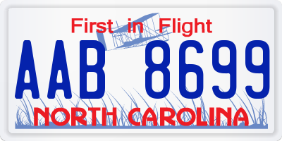 NC license plate AAB8699
